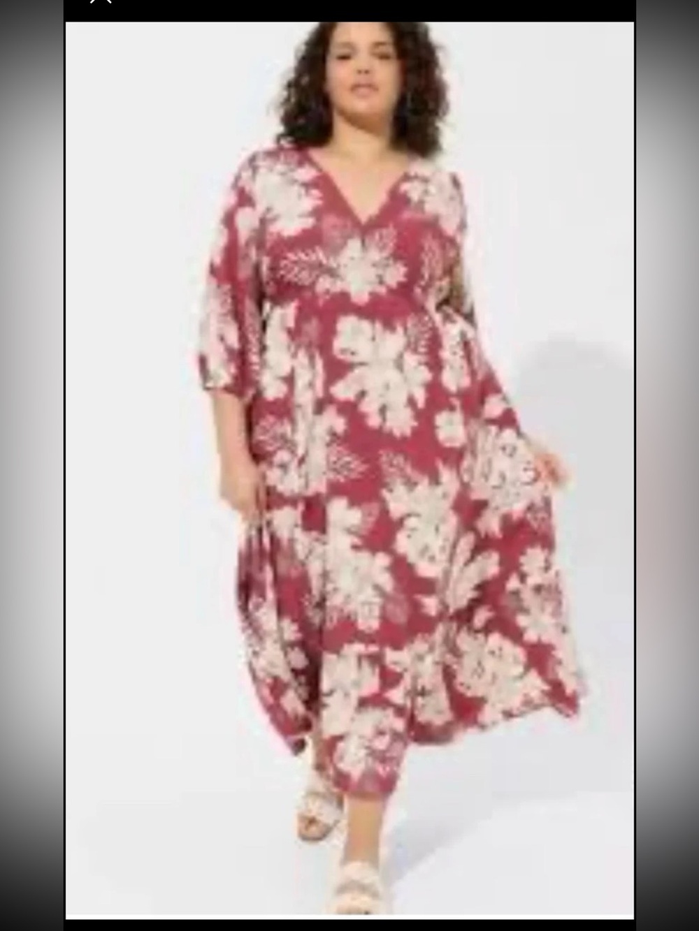 Torrid Maxi Challis Tiered V-Neck Dress in Maeve/Ivory size 1 or 1XL